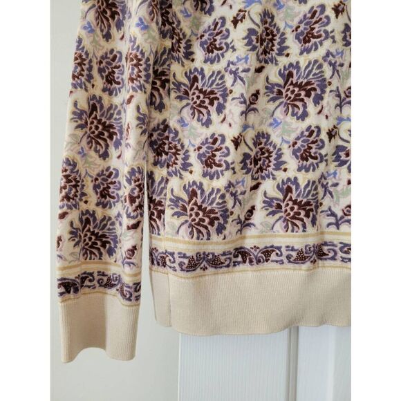 Tory Burch Floral Print Merino Wool Sweater XS - Picture 4 of 10